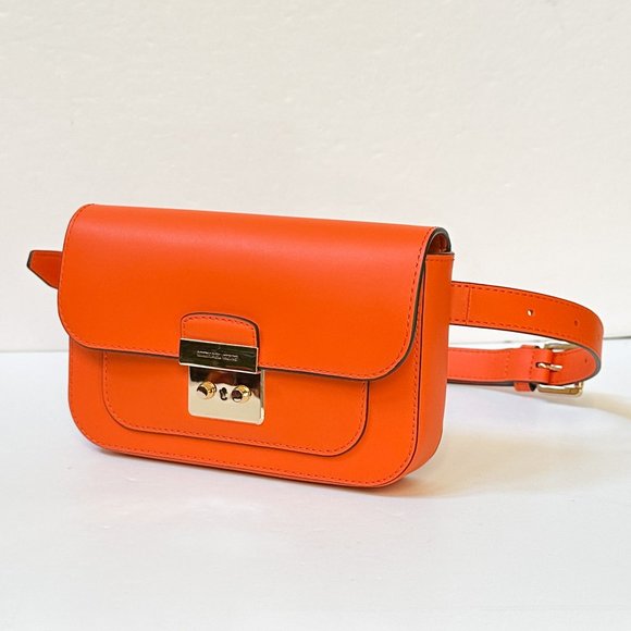 Michael Kors Sloan Editor Small Flap Belt Bag Fanny Pack Clutch Poppy - Picture 3 of 13
